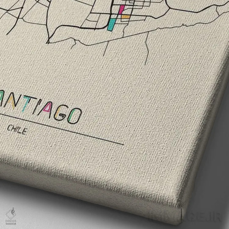 تابلو نقشهٔ سانتیاگو، شیلی اثر آیشه دنیز آکِرمان - نمای نزدیک بافت بوم