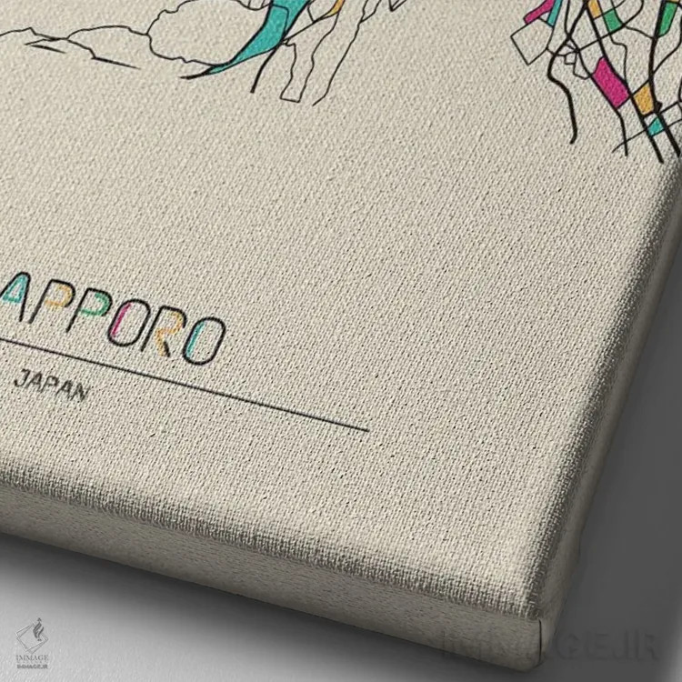 تابلو نقشهٔ ساپورو، ژاپن اثر آیشه دنیز آکِرمان - نمای نزدیک بافت بوم