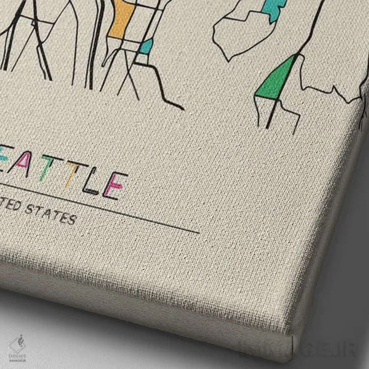 تابلو نقشهٔ سیاتل، واشینگتن اثر آیشه دنیز آکِرمان - نمای نزدیک بافت بوم