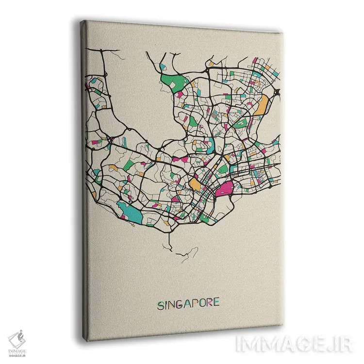 تابلو نقشهٔ سنگاپور اثر آیشه دنیز آکِرمان - نمای پرسپکتیو محصول