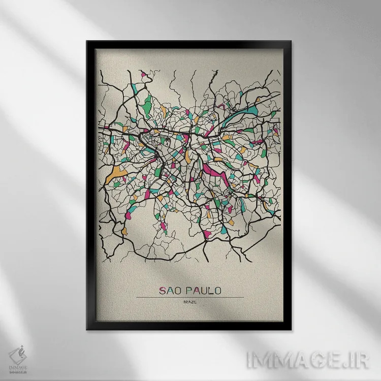 تابلو نقشهٔ سائوپائولو، برزیل اثر آیشه دنیز آکِرمان - نمای قابدار مشکی