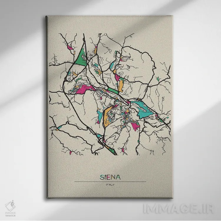 تابلو نقشهٔ سیهنا، ایتالیا اثر آیشه دنیز آکِرمان - نمای روبهرو روی دیوار