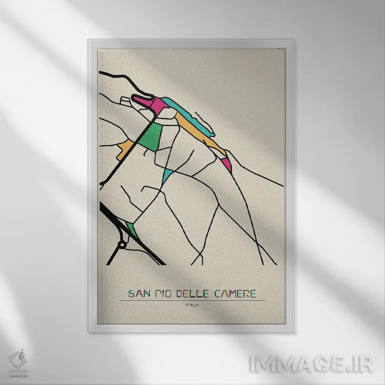 تابلو نقشهٔ سان پیو دله کامره، ایتالیا اثر آیشه دنیز آکِرمان - نمای قابدار سفید