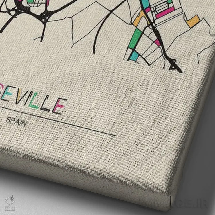 تابلو نقشهٔ سویا، اسپانیا اثر آیشه دنیز آکِرمان - نمای نزدیک بافت بوم