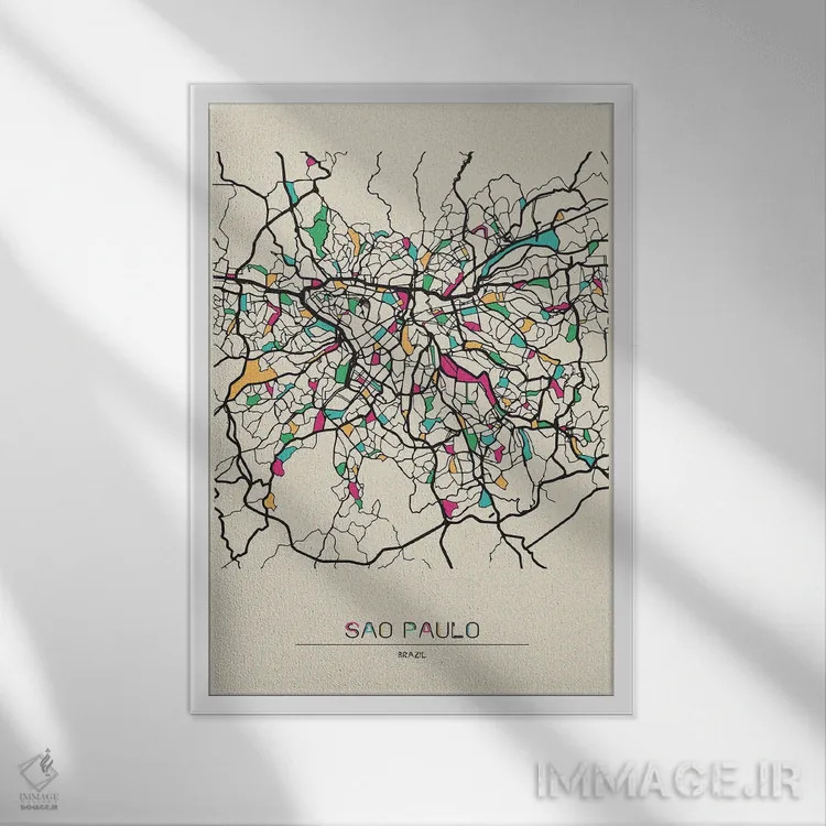 تابلو نقشهٔ سائوپائولو، برزیل اثر آیشه دنیز آکِرمان - نمای قابدار سفید