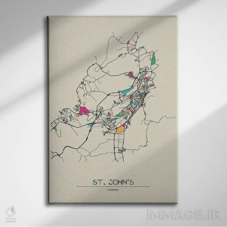 تابلو نقشهٔ سنت جانز، کانادا اثر آیشه دنیز آکِرمان - نمای روبهرو روی دیوار
