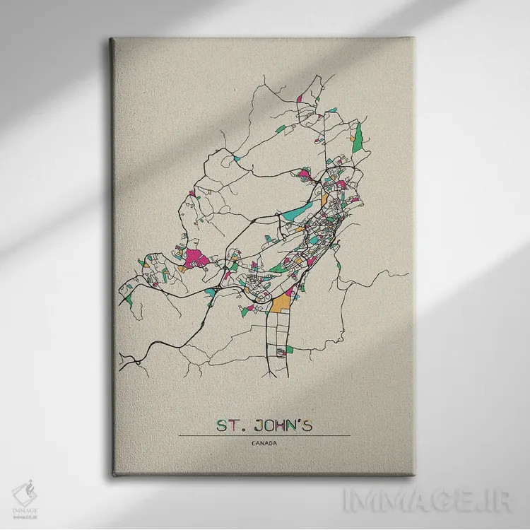 تابلو نقشهٔ سنت جانز، کانادا اثر آیشه دنیز آکِرمان - نمای روبهرو روی دیوار