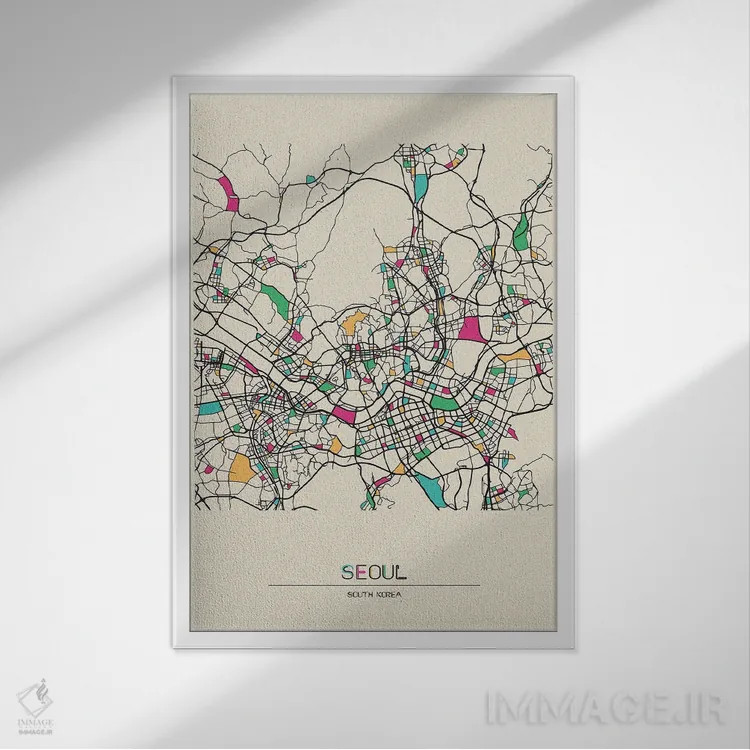تابلو نقشهٔ سئول، کرهٔ جنوبی اثر آیشه دنیز آکِرمان - نمای قابدار سفید