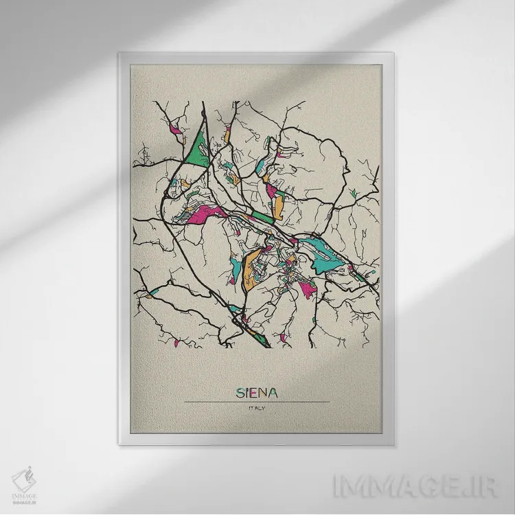 تابلو نقشهٔ سیهنا، ایتالیا اثر آیشه دنیز آکِرمان - نمای قابدار سفید