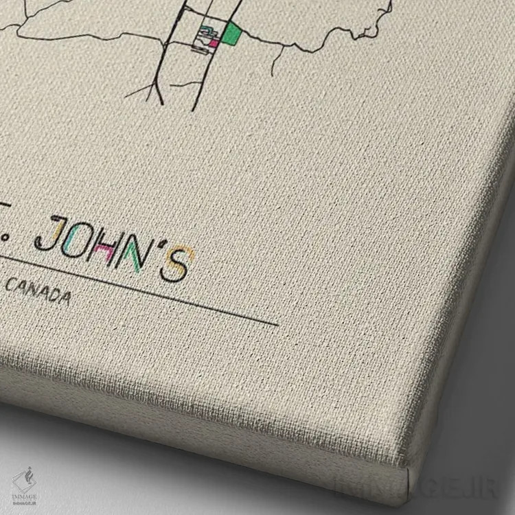 تابلو نقشهٔ سنت جانز، کانادا اثر آیشه دنیز آکِرمان - نمای نزدیک بافت بوم