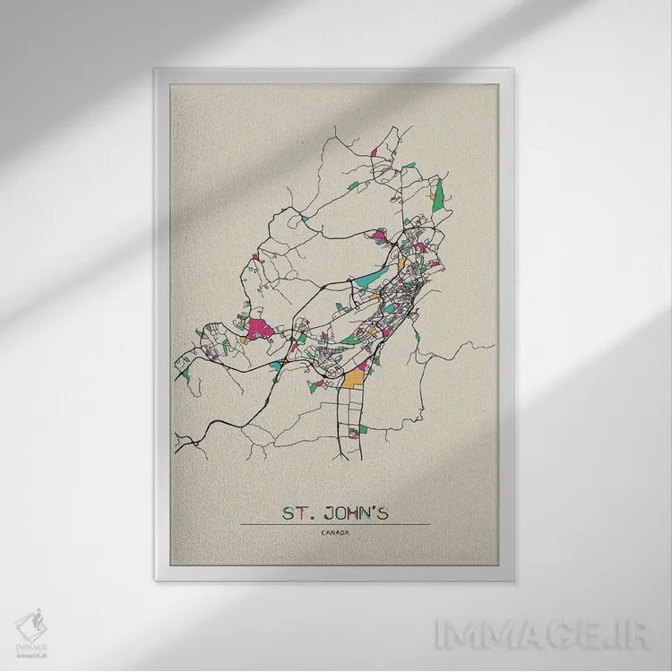 تابلو نقشهٔ سنت جانز، کانادا اثر آیشه دنیز آکِرمان - نمای قابدار سفید