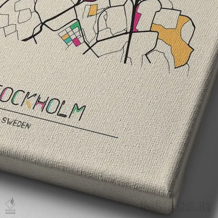 تابلو نقشهٔ استکهلم، سوئد اثر آیشه دنیز آکِرمان - نمای نزدیک بافت بوم