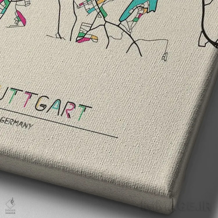 تابلو نقشهٔ اشتوتگارت، آلمان اثر آیشه دنیز آکِرمان - نمای نزدیک بافت بوم