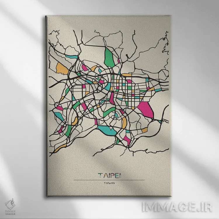 تابلو نقشهٔ تایپه، تایوان اثر آیشه دنیز آکِرمان - نمای روبهرو روی دیوار