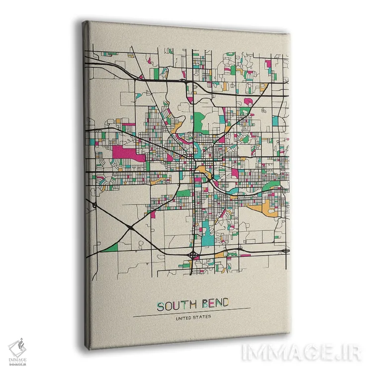 تابلو نقشهٔ ساوث بند، ایندیانا اثر آیشه دنیز آکِرمان - نمای پرسپکتیو محصول
