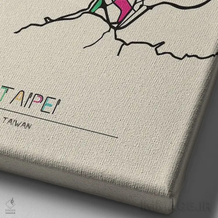 تابلو نقشهٔ تایپه، تایوان اثر آیشه دنیز آکِرمان - نمای نزدیک بافت بوم