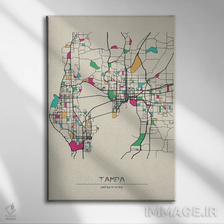 تابلو نقشهٔ تمپا، فلوریدا اثر آیشه دنیز آکِرمان - نمای روبهرو روی دیوار