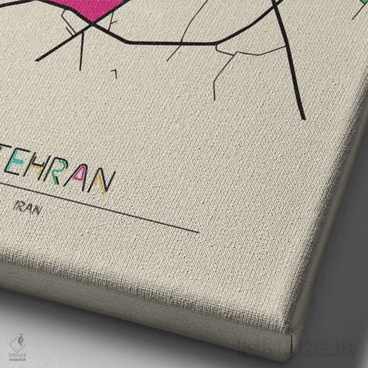 تابلو نقشهٔ تهران، ایران اثر آیشه دنیز آکِرمان - نمای نزدیک بافت بوم