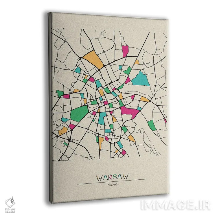 تابلو نقشهٔ ورشو، لهستان اثر آیشه دنیز آکِرمان - نمای پرسپکتیو محصول