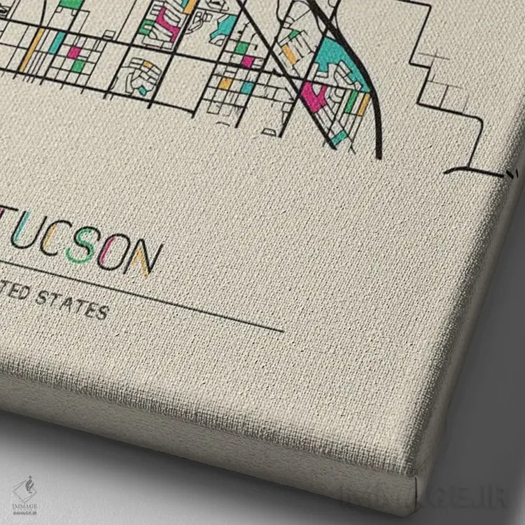 تابلو نقشهٔ توسان، آریزونا اثر آیشه دنیز آکِرمان - نمای نزدیک بافت بوم