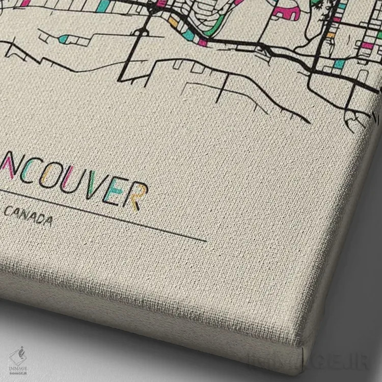 تابلو نقشهٔ ونکوور، کانادا اثر آیشه دنیز آکِرمان - نمای نزدیک بافت بوم