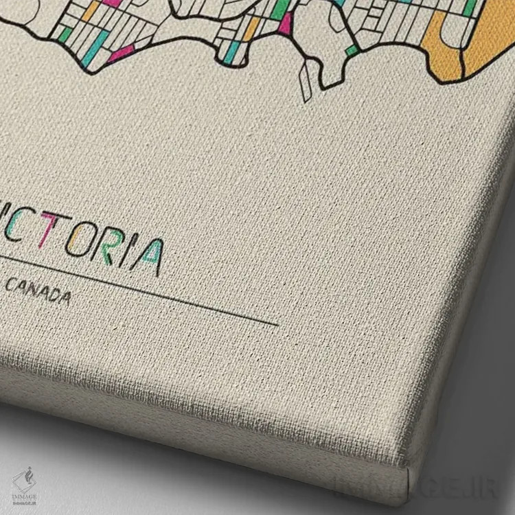 تابلو نقشهٔ ویکتوریا، بریتیش کلمبیا اثر آیشه دنیز آکِرمان - نمای نزدیک بافت بوم