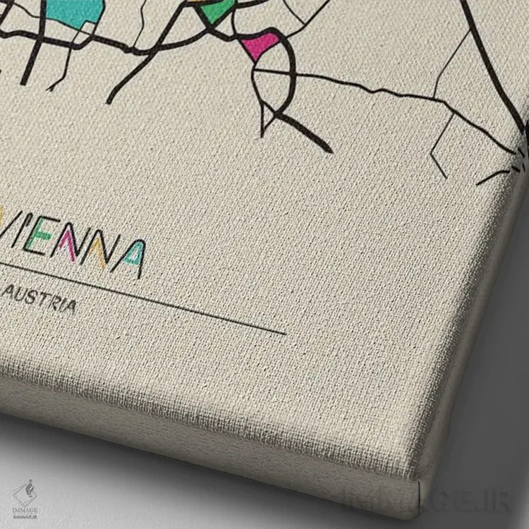 تابلو نقشهٔ وین، اتریش اثر آیشه دنیز آکِرمان - نمای نزدیک بافت بوم