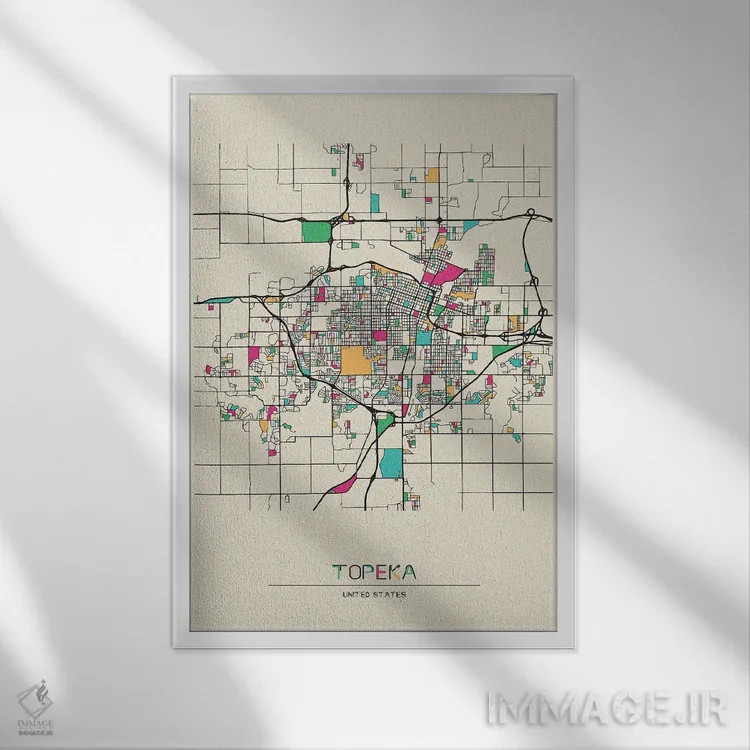 تابلو نقشهٔ توپیکا، کانزاس اثر آیشه دنیز آکِرمان - نمای قابدار سفید