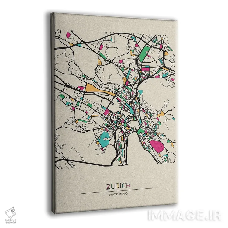 تابلو نقشهٔ زوریخ، سوئیس اثر آیشه دنیز آکِرمان - نمای پرسپکتیو محصول