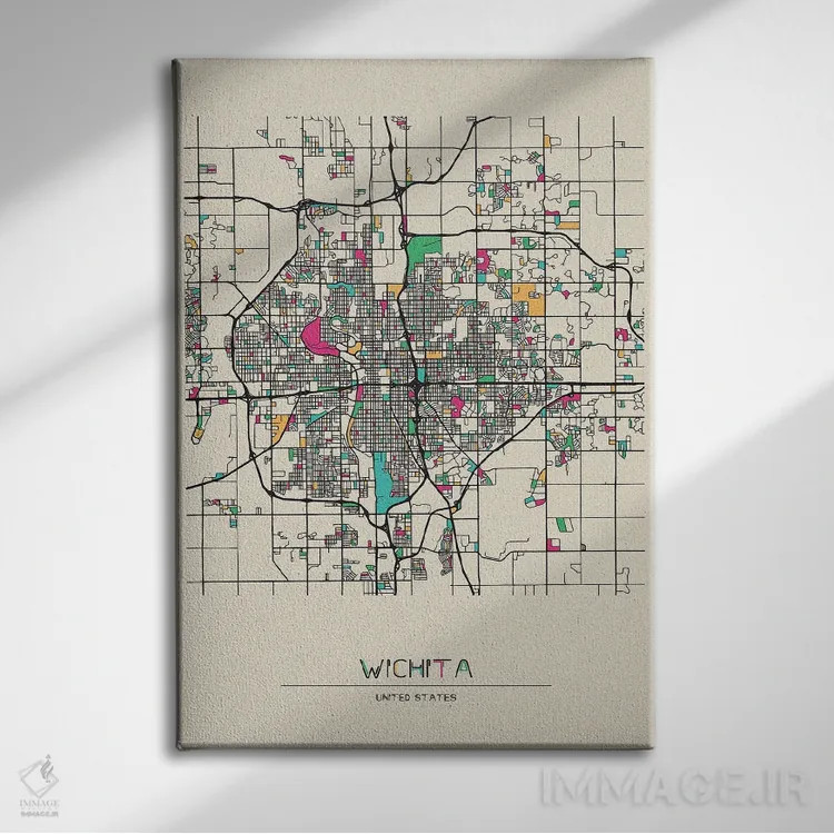 تابلو نقشهٔ ویچیتا، کانزاس اثر آیشه دنیز آکِرمان - نمای روبهرو روی دیوار