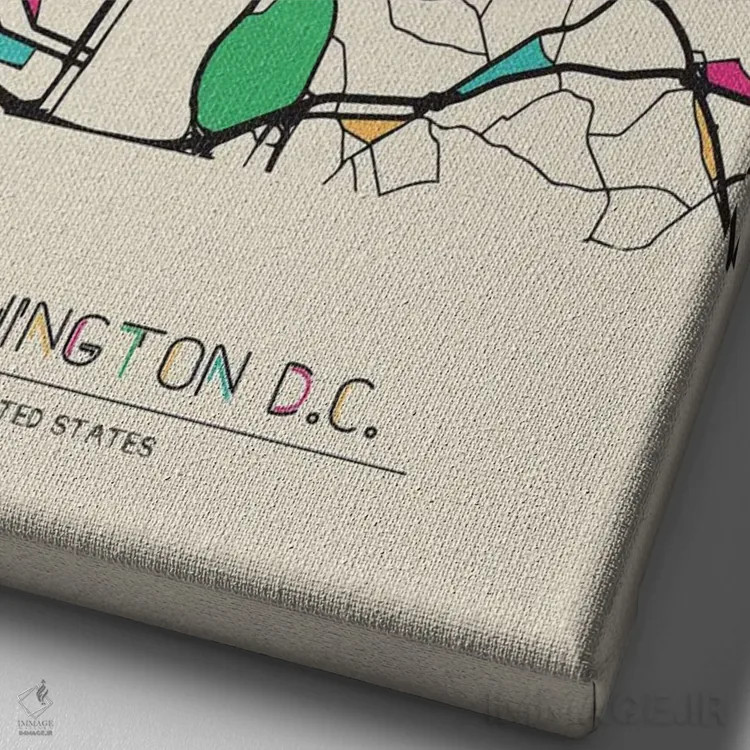 تابلو نقشهٔ واشینگتن دیسی، آمریکا اثر آیشه دنیز آکِرمان - نمای نزدیک بافت بوم