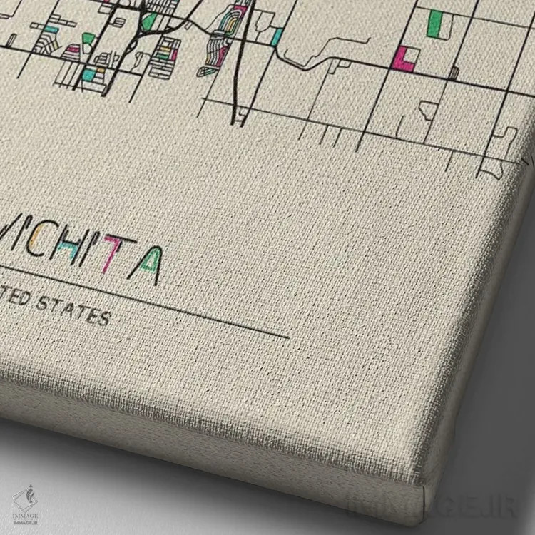 تابلو نقشهٔ ویچیتا، کانزاس اثر آیشه دنیز آکِرمان - نمای نزدیک بافت بوم