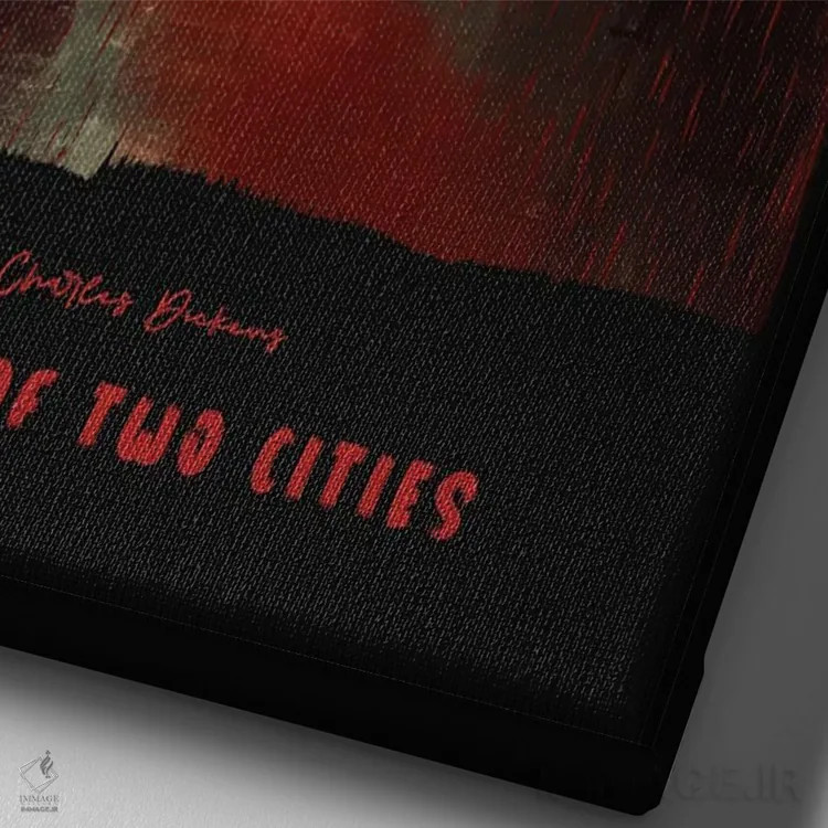 تابلو داستان دو شهر (رمان اثر دیکنز) اثر آیشه دنیز آکِرمان - نمای نزدیک بافت بوم