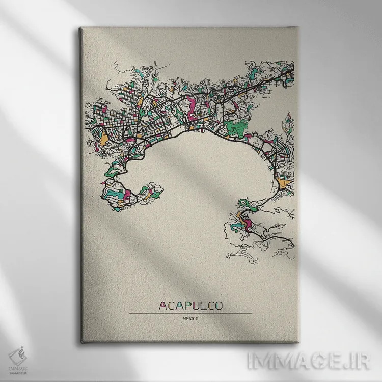 تابلو نقشهٔ آکاپولکو، مکزیک اثر آیشه دنیز آکِرمان - نمای روبهرو روی دیوار