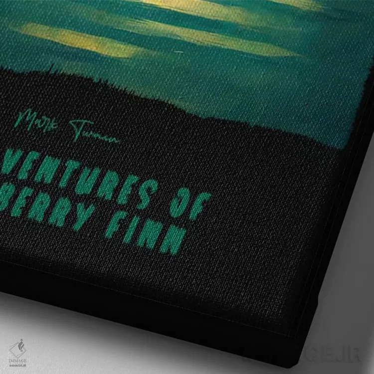 تابلو ماجراهای هاکلبری فین (رمان) اثر آیشه دنیز آکِرمان - نمای نزدیک بافت بوم