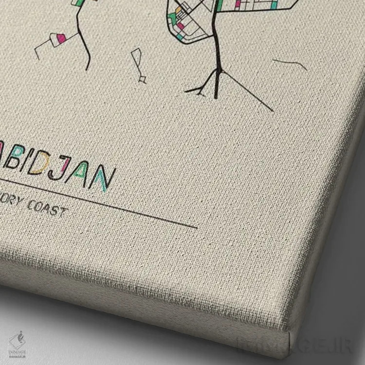 تابلو نقشهٔ آبیدجان، ساحل عاج اثر آیشه دنیز آکِرمان - نمای نزدیک بافت بوم