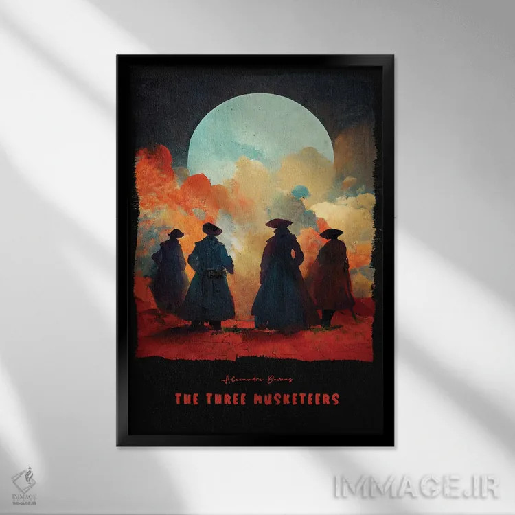 تابلو سه تفنگدار (رمان) اثر آیشه دنیز آکِرمان - نمای قابدار مشکی