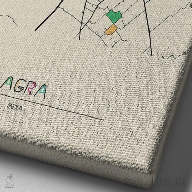 تابلو نقشهٔ آگرا، هند اثر آیشه دنیز آکِرمان - نمای نزدیک بافت بوم