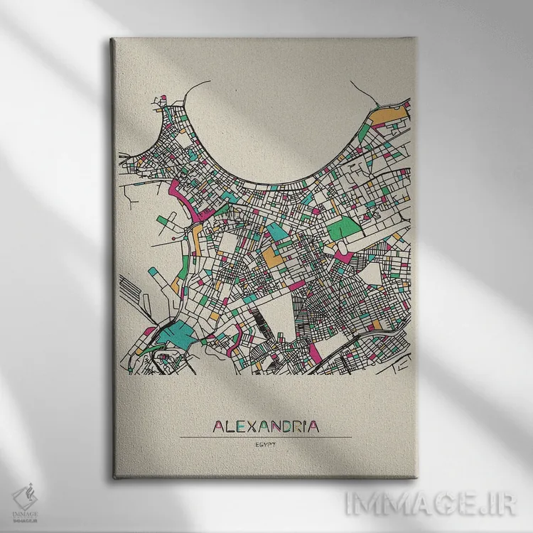 تابلو نقشهٔ اسکندریه، مصر اثر آیشه دنیز آکِرمان - نمای روبهرو روی دیوار