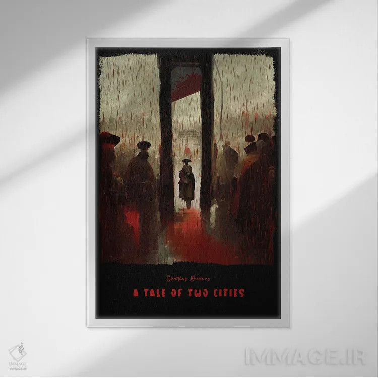 تابلو داستان دو شهر (رمان اثر دیکنز) اثر آیشه دنیز آکِرمان - نمای قابدار سفید