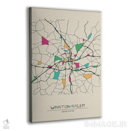 تابلو نقشهٔ وینستون-سیلم، کارولینای شمالی اثر آیشه دنیز آکِرمان - نمای پرسپکتیو محصول