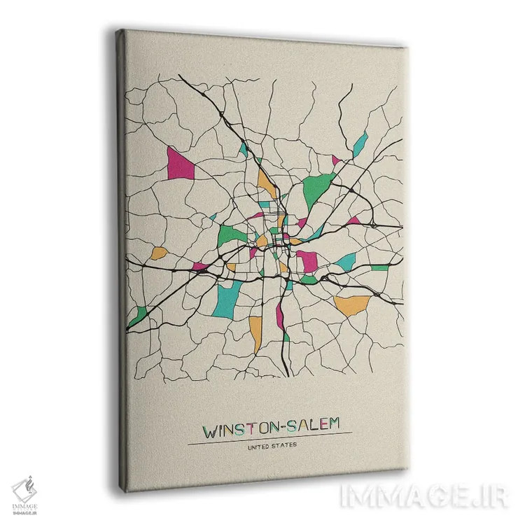 تابلو نقشهٔ وینستون-سیلم، کارولینای شمالی اثر آیشه دنیز آکِرمان - نمای پرسپکتیو محصول
