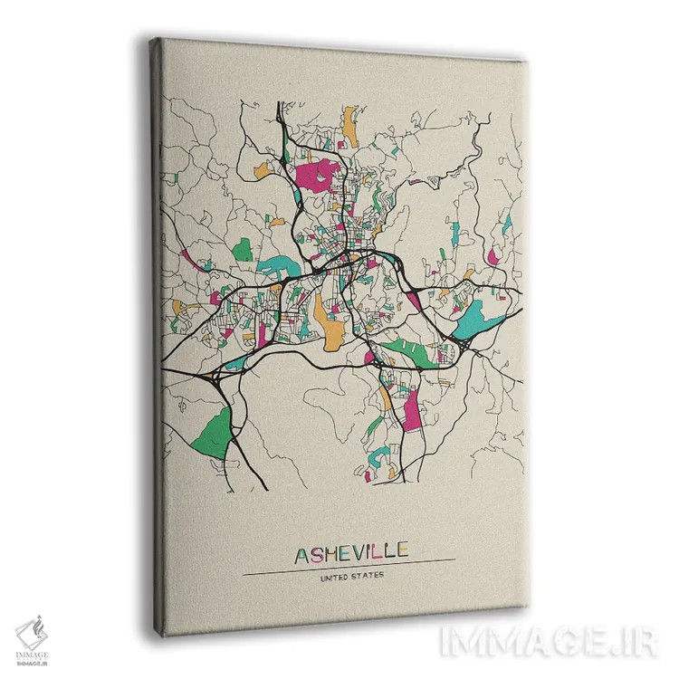تابلو نقشهٔ اشویل، کارولینای شمالی اثر آیشه دنیز آکِرمان - نمای پرسپکتیو محصول