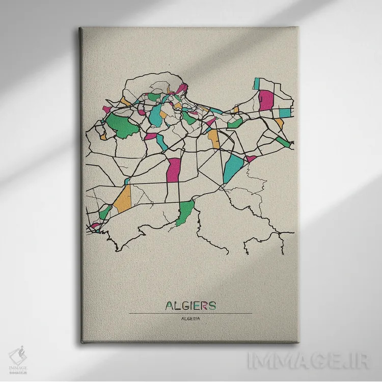 تابلو نقشهٔ الجزیره، الجزایر اثر آیشه دنیز آکِرمان - نمای روبهرو روی دیوار