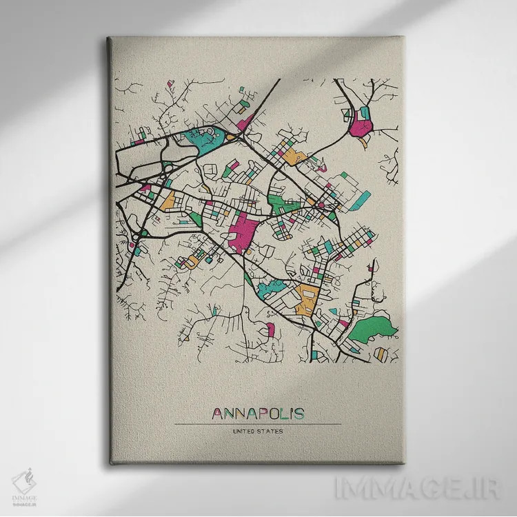 تابلو نقشهٔ آناپولیس، مریلند اثر آیشه دنیز آکِرمان - نمای روبهرو روی دیوار