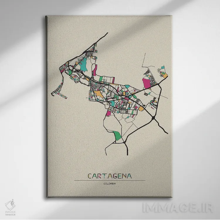 تابلو نقشهٔ کارتاهنا، کلمبیا اثر آیشه دنیز آکِرمان - نمای روبهرو روی دیوار