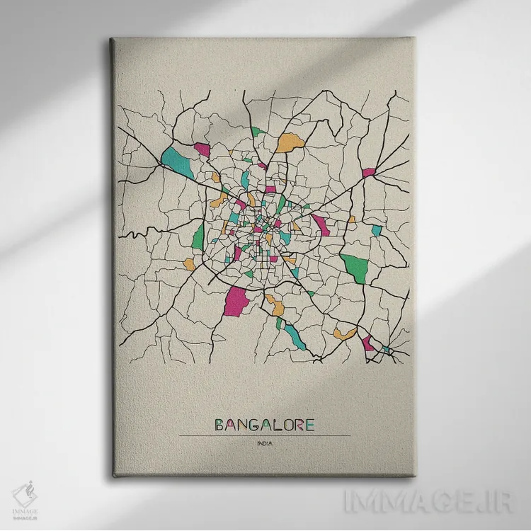 تابلو نقشهٔ بنگلور، هند اثر آیشه دنیز آکِرمان - نمای روبهرو روی دیوار