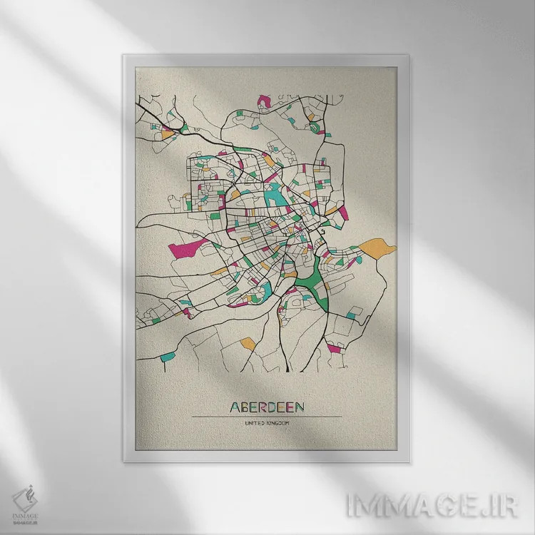تابلو نقشهٔ آبرباور، بریتانیا اثر آیشه دنیز آکِرمان - نمای قابدار سفید
