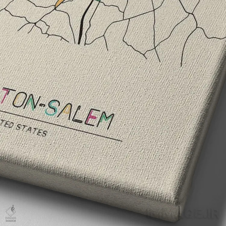 تابلو نقشهٔ وینستون-سیلم، کارولینای شمالی اثر آیشه دنیز آکِرمان - نمای نزدیک بافت بوم