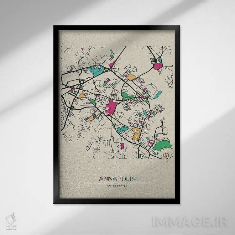 تابلو نقشهٔ آناپولیس، مریلند اثر آیشه دنیز آکِرمان - نمای قابدار مشکی